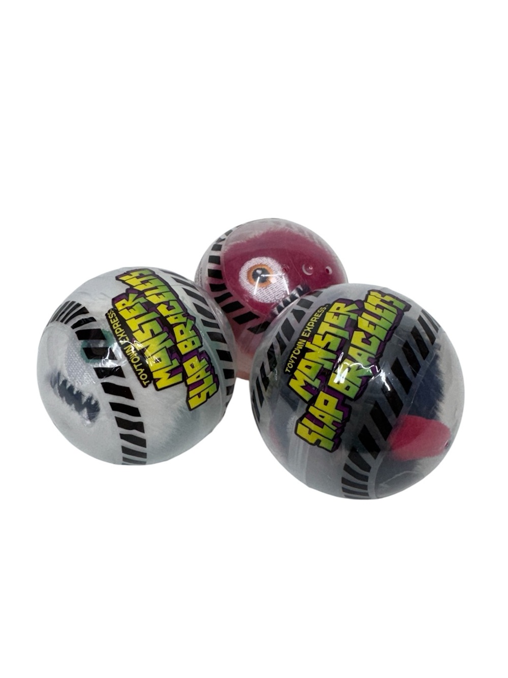 Toytown Express Set Of 3 Monster Slap Bracelets Main Color: White Red & Black